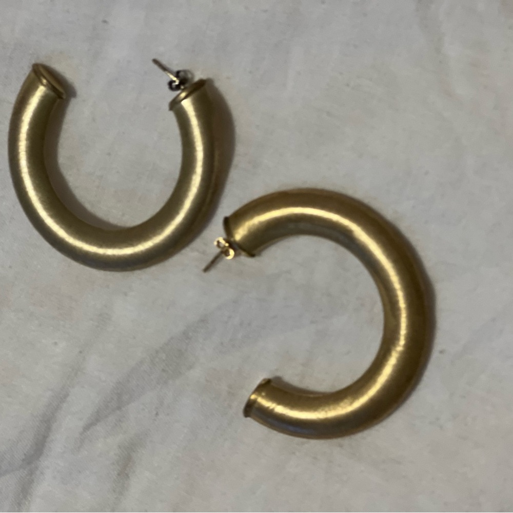 Sheila Fajl Irene 2.25 inch Large Flat Wide Hoop Earrings in brushed gold